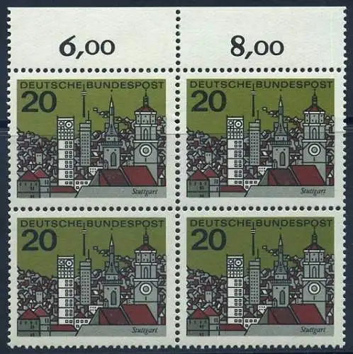 BUND 1964 Michel-Nummer 0426 postfrisch BLOCK RÄNDER oben