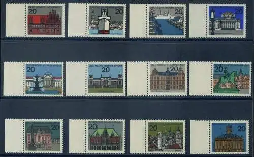 BUND 1964 Michel-Nummer 0416-0427 postfrisch SATZ(12) EINZELMARKEN RÄNDER links