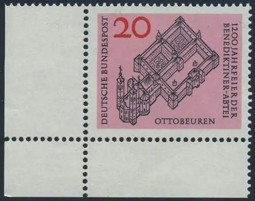 BUND 1964 Michel-Nummer 0428 postfrisch EINZELMARKE ECKRAND unten links