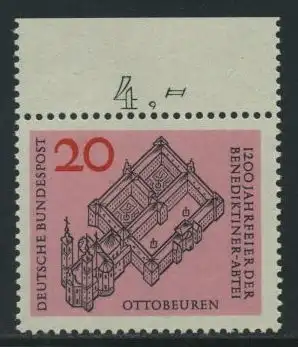 BUND 1964 Michel-Nummer 0428 postfrisch EINZELMARKE RAND oben (a)
