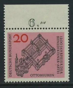 BUND 1964 Michel-Nummer 0428 postfrisch EINZELMARKE RAND oben (b)