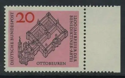 BUND 1964 Michel-Nummer 0428 postfrisch EINZELMARKE RAND rechts