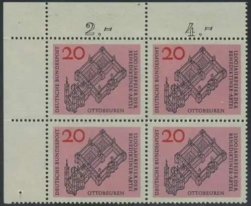 BUND 1964 Michel-Nummer 0428 postfrisch BLOCK ECKRAND oben links