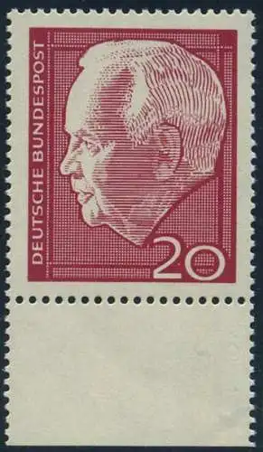 BUND 1964 Michel-Nummer 0429 postfrisch EINZELMARKE RAND unten