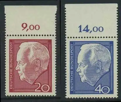 BUND 1964 Michel-Nummer 0429-0430 postfrisch SATZ(2) EINZELMARKEN RÄNDER oben (d)