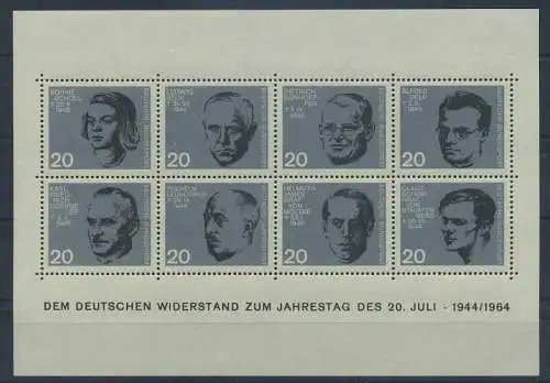 BUND 1964 Michel-Nummer 0431-0438 postfrisch -Blockausgabe Nr. 3-