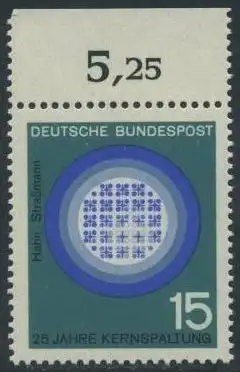 BUND 1964 Michel-Nummer 0441 postfrisch EINZELMARKE RAND oben