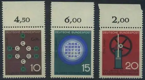 BUND 1964 Michel-Nummer 0440-0442 postfrisch SATZ(3) EINZELMARKEN RÄNDER oben (e)