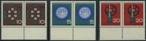 BUND 1964 Michel-Nummer 0440-0442 postfrisch SATZ(3) horiz.PAARE RÄNDER unten