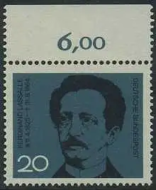 BUND 1964 Michel-Nummer 0443 postfrisch EINZELMARKE RAND oben (a)