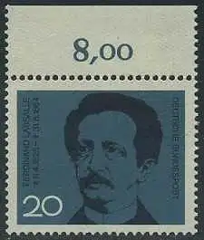 BUND 1964 Michel-Nummer 0443 postfrisch EINZELMARKE RAND oben (b)