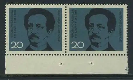 BUND 1964 Michel-Nummer 0443 postfrisch horiz.PAAR RAND unten