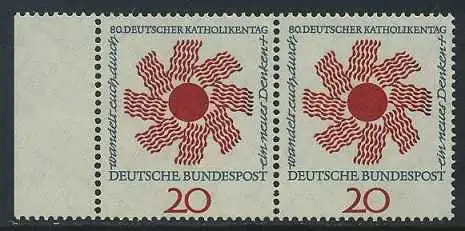 BUND 1964 Michel-Nummer 0444 postfrisch horiz.PAAR RAND links