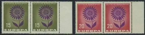 BUND 1964 Michel-Nummer 0445-0446 postfrisch SATZ(2) horiz.PAARE RÄNDER rechts