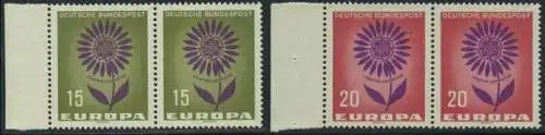 BUND 1964 Michel-Nummer 0445-0446 postfrisch SATZ(2) horiz.PAARE RÄNDER links