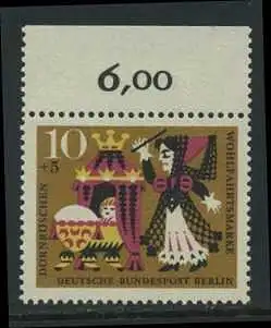 BUND 1964 Michel-Nummer 0447 postfrisch EINZELMARKE RAND oben