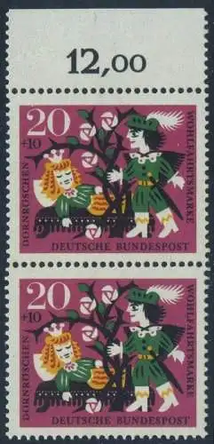 BUND 1964 Michel-Nummer 0449 postfrisch vert.PAAR RAND oben