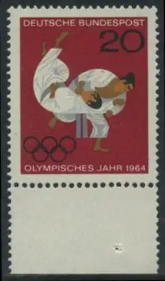 BUND 1964 Michel-Nummer 0451 postfrisch EINZELMARKE RAND unten