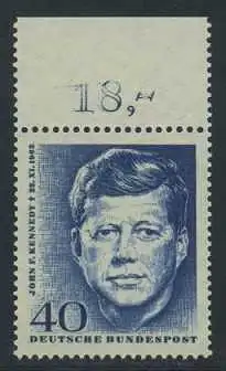 BUND 1964 Michel-Nummer 0453 postfrisch EINZELMARKE RAND oben (f)