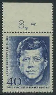 BUND 1964 Michel-Nummer 0453 postfrisch EINZELMARKE RAND oben (c)