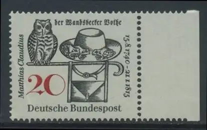 BUND 1965 Michel-Nummer 0462 postfrisch EINZELMARKE RAND rechts