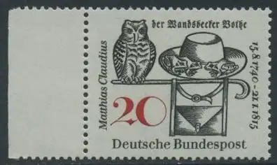 BUND 1965 Michel-Nummer 0462 postfrisch EINZELMARKE RAND links
