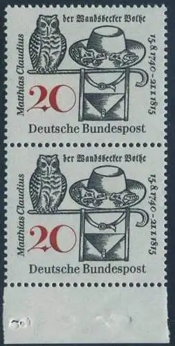 BUND 1965 Michel-Nummer 0462 postfrisch vert.PAAR RAND unten