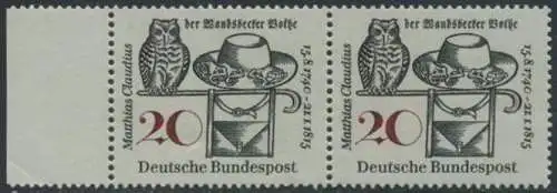 BUND 1965 Michel-Nummer 0462 postfrisch horiz.PAAR RAND links (a1)