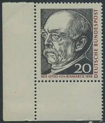 BUND 1965 Michel-Nummer 0463 postfrisch EINZELMARKE ECKRAND unten links