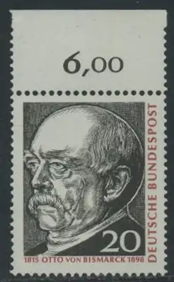 BUND 1965 Michel-Nummer 0463 postfrisch EINZELMARKE RAND oben (e)