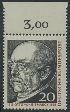 BUND 1965 Michel-Nummer 0463 postfrisch EINZELMARKE RAND oben (b)