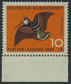 BUND 1965 Michel-Nummer 0464 postfrisch EINZELMARKE RAND unten