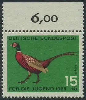 BUND 1965 Michel-Nummer 0465 postfrisch EINZELMARKE RAND oben (a)