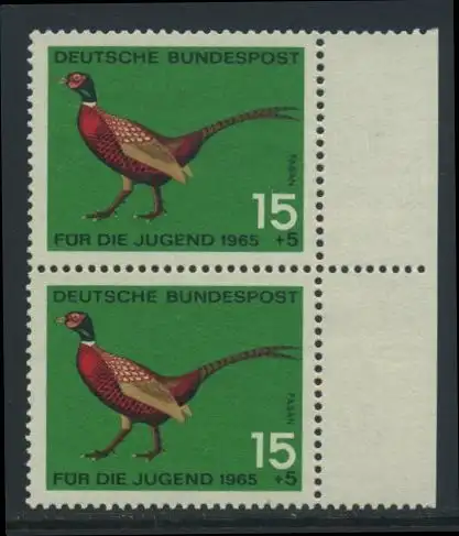 BUND 1965 Michel-Nummer 0465 postfrisch vert.PAAR RAND rechts