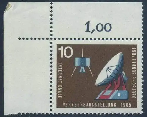 BUND 1965 Michel-Nummer 0469 postfrisch EINZELMARKE ECKRAND oben links
