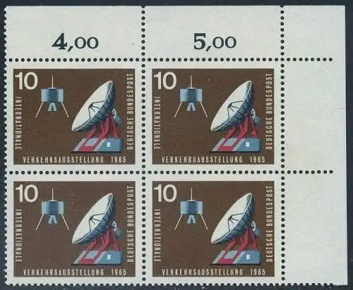BUND 1965 Michel-Nummer 0469 postfrisch BLOCK ECKRAND oben rechts