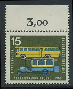 BUND 1965 Michel-Nummer 0470 postfrisch EINZELMARKE RAND oben (b)