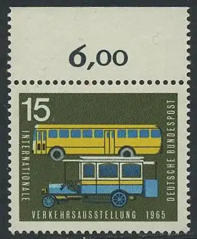 BUND 1965 Michel-Nummer 0470 postfrisch EINZELMARKE RAND oben (d)