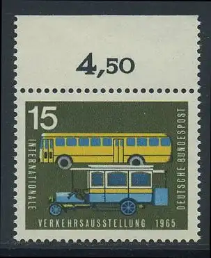 BUND 1965 Michel-Nummer 0470 postfrisch EINZELMARKE RAND oben (c)