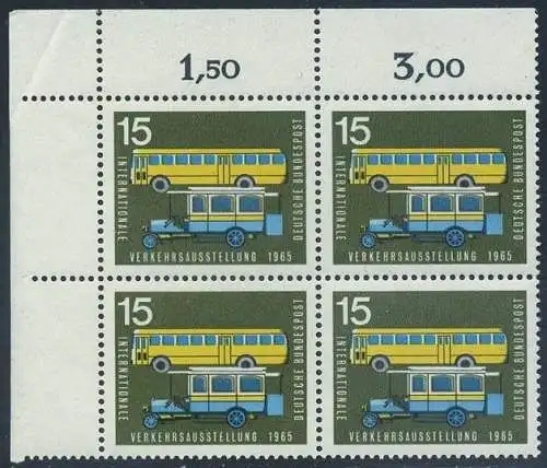 BUND 1965 Michel-Nummer 0470 postfrisch BLOCK ECKRAND oben links