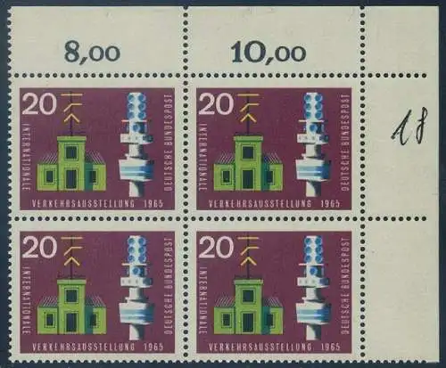 BUND 1965 Michel-Nummer 0471 postfrisch BLOCK ECKRAND oben rechts