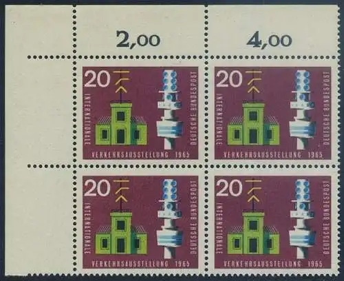 BUND 1965 Michel-Nummer 0471 postfrisch BLOCK ECKRAND oben links