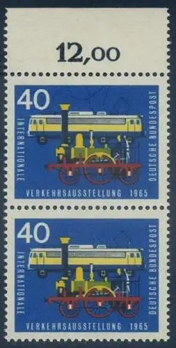 BUND 1965 Michel-Nummer 0472 postfrisch vert.PAAR RAND oben