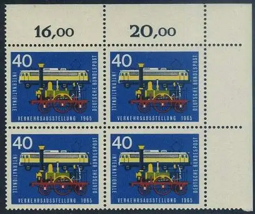 BUND 1965 Michel-Nummer 0472 postfrisch BLOCK ECKRAND oben rechts