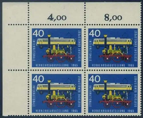 BUND 1965 Michel-Nummer 0472 postfrisch BLOCK ECKRAND oben links