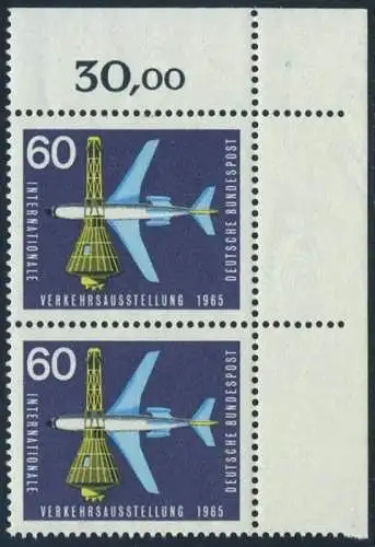 BUND 1965 Michel-Nummer 0473 postfrisch vert.PAAR ECKRAND oben rechts