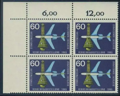 BUND 1965 Michel-Nummer 0473 postfrisch BLOCK ECKRAND oben links