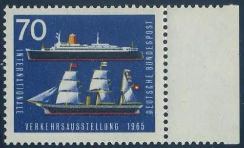 BUND 1965 Michel-Nummer 0474 postfrisch EINZELMARKE RAND rechts