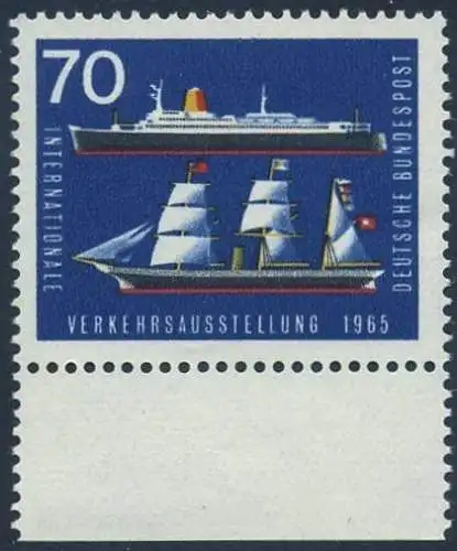 BUND 1965 Michel-Nummer 0474 postfrisch EINZELMARKE RAND unten