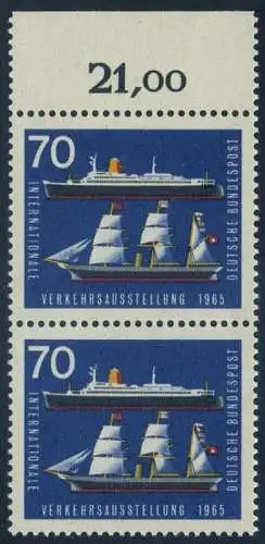 BUND 1965 Michel-Nummer 0474 postfrisch vert.PAAR RAND oben